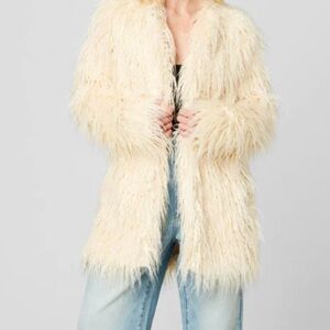 Blank NYC Women's Cream Faux Fur Teddy Jacket Small NWOT